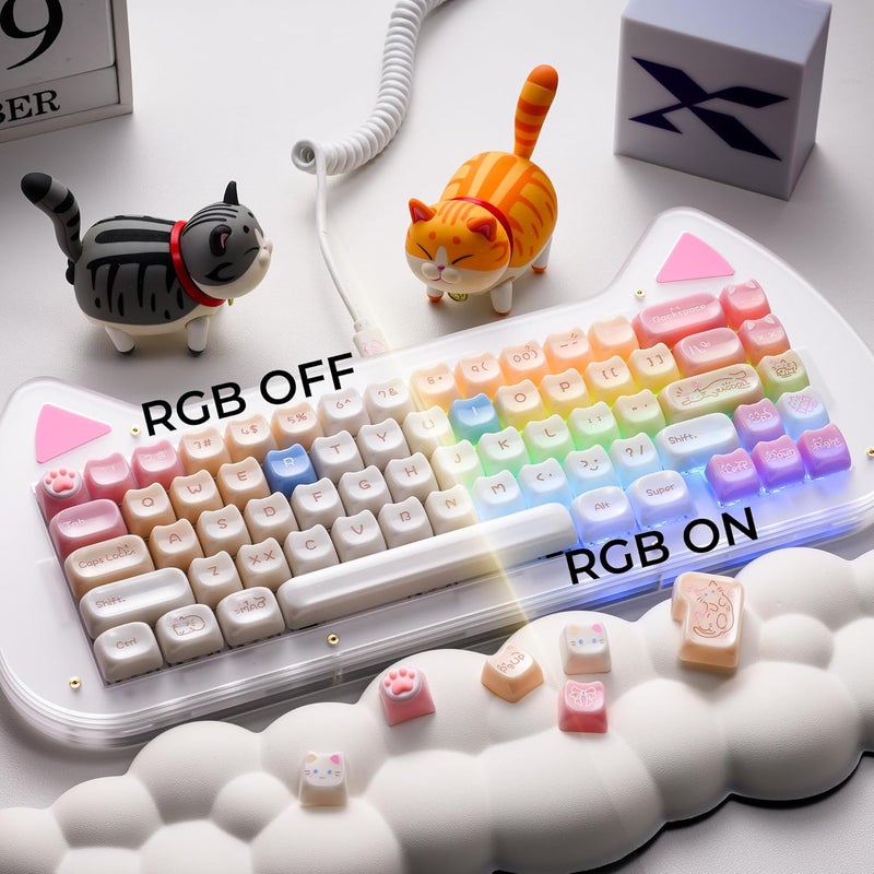 HITIME x XVX Jelly Keycaps - Cute Jade Keycaps, Ragdoll Cat Ceramic Keycap 60 65 75 100 Percent, Mao Profile, Custom Keycap 148 Keys Set for 100%, 75%, 65%, 60% Mechanical Keyboard - Image 2
